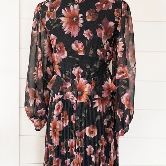 The Kooples Paris Womens Folral Print V-Neck Dress Black Size 0 XS NWOT New - Picture 7 of 9